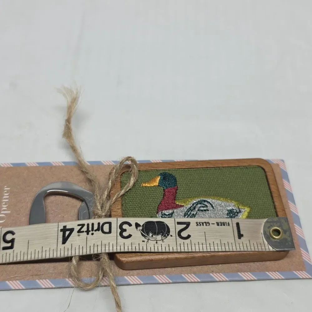 Anthropologie MUD PIE Embroidered Duck Bottle Opener NWT Hunting Retro
